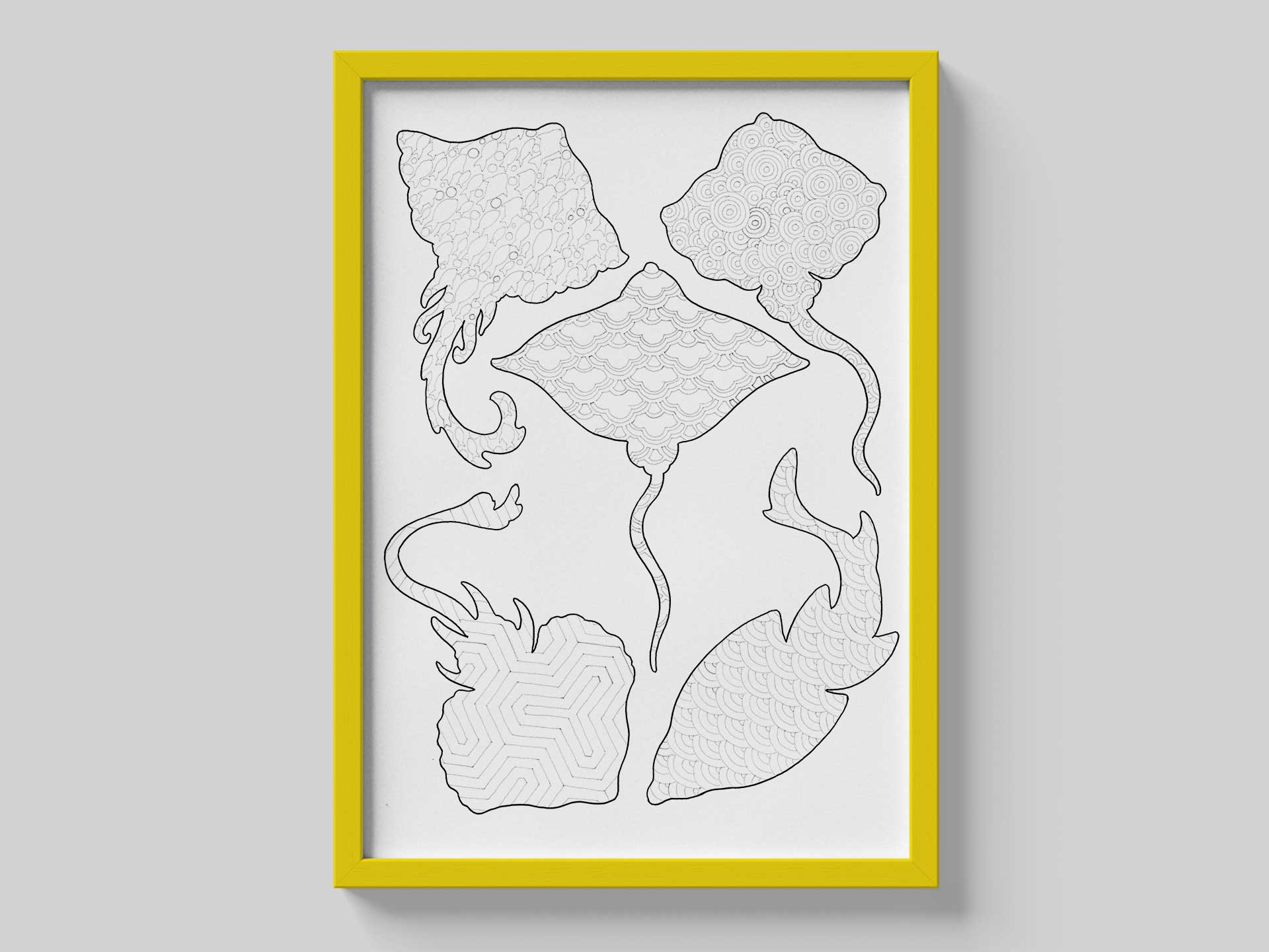 Psychedelic Sharks A2 Prints